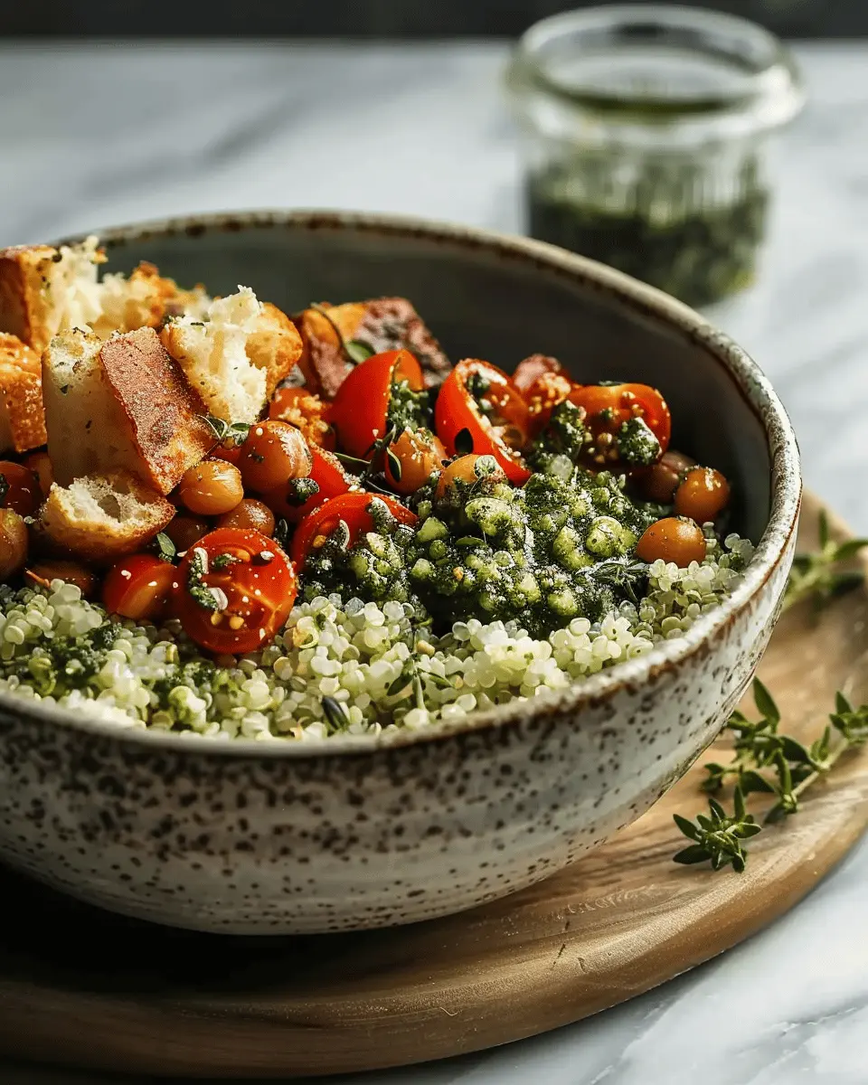 Nourishing Lentil Quinoa Bowl: Easy Pesto Delight for All