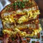 Ultimate Breakfast Grilled Cheese with Scrambled Eggs and Bacon