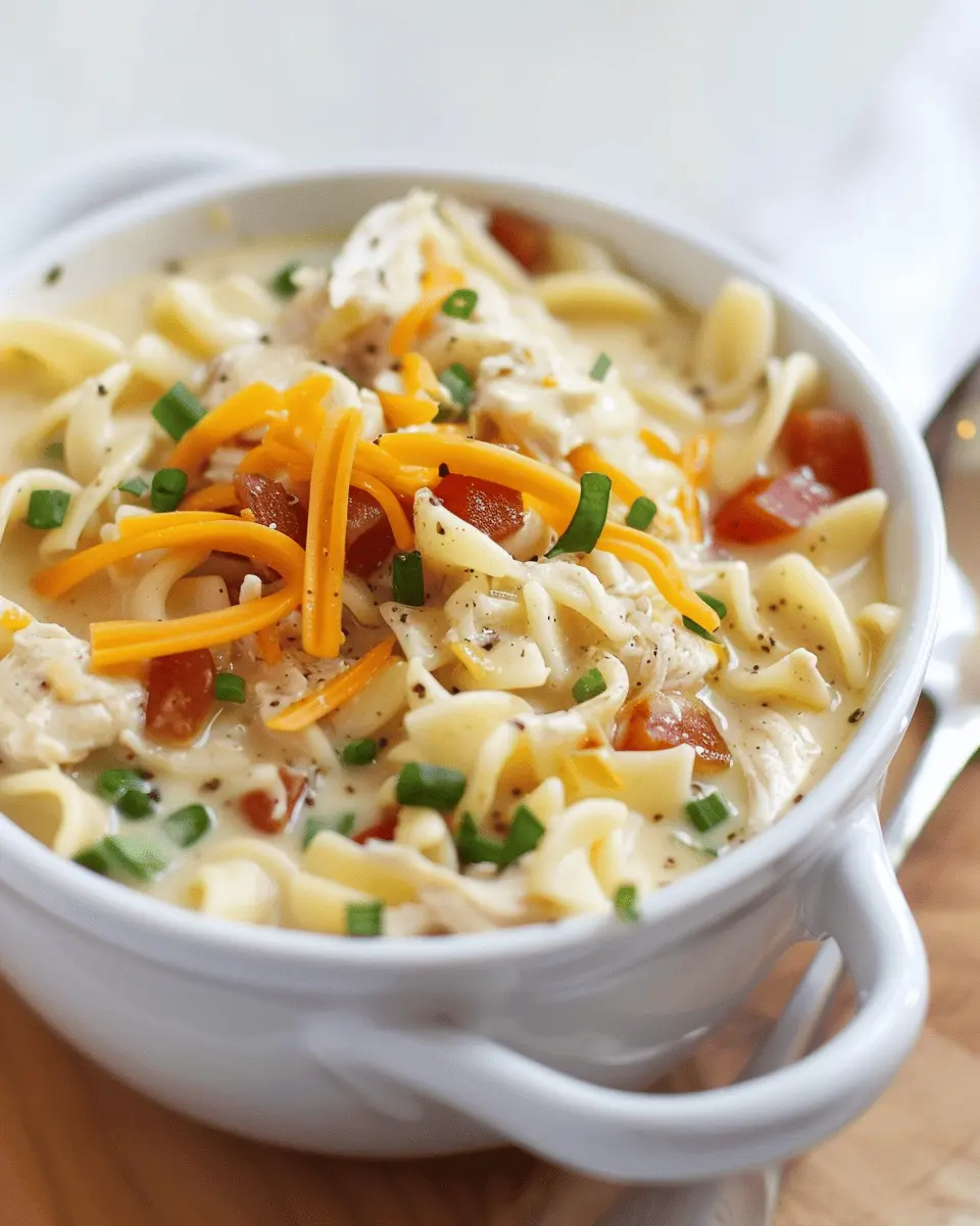 Easy Creamy Chicken Noodle Soup with Turkey Bacon Delight