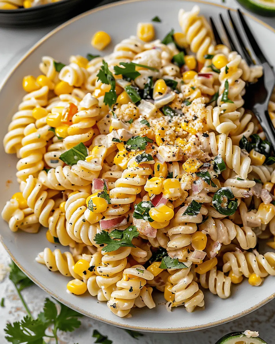 Creamy Street Corn Pasta Salad with Turkey Bacon and Fresh Herbs