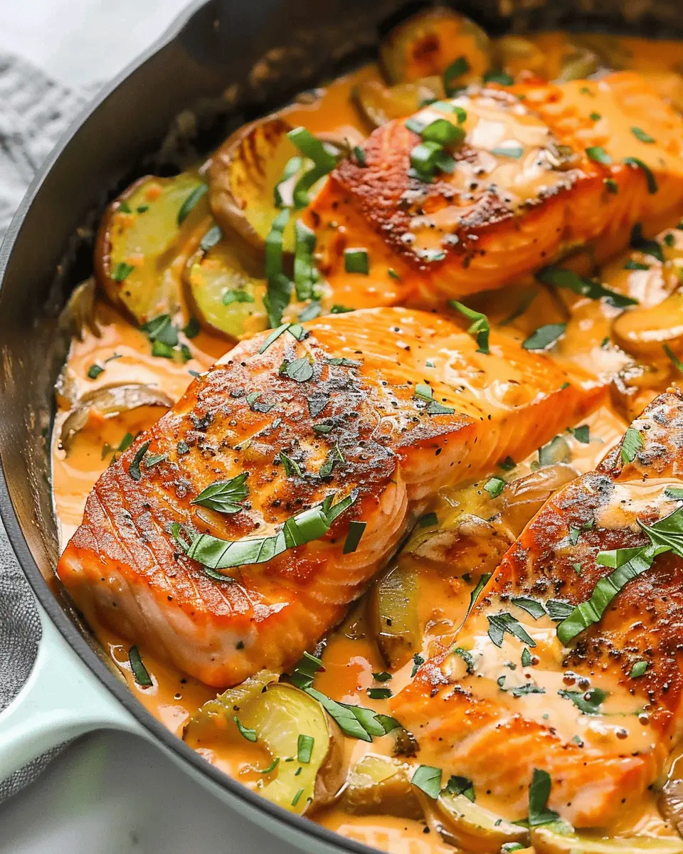 One Pot Creamy Skillet Salmon with Turkey Bacon Bliss