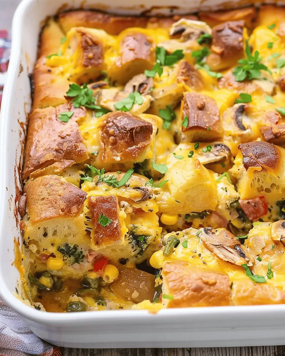 Bagel Breakfast Casserole: Easy Turkey Bacon & Chicken Ham Delight