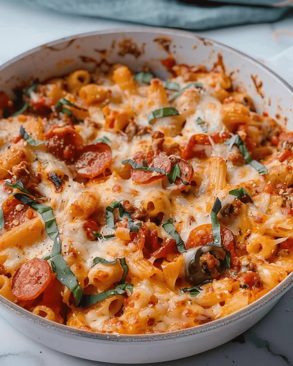 One-Pot Pizza Pasta: Easy Family Meal with Turkey Bacon & Chicken Ham