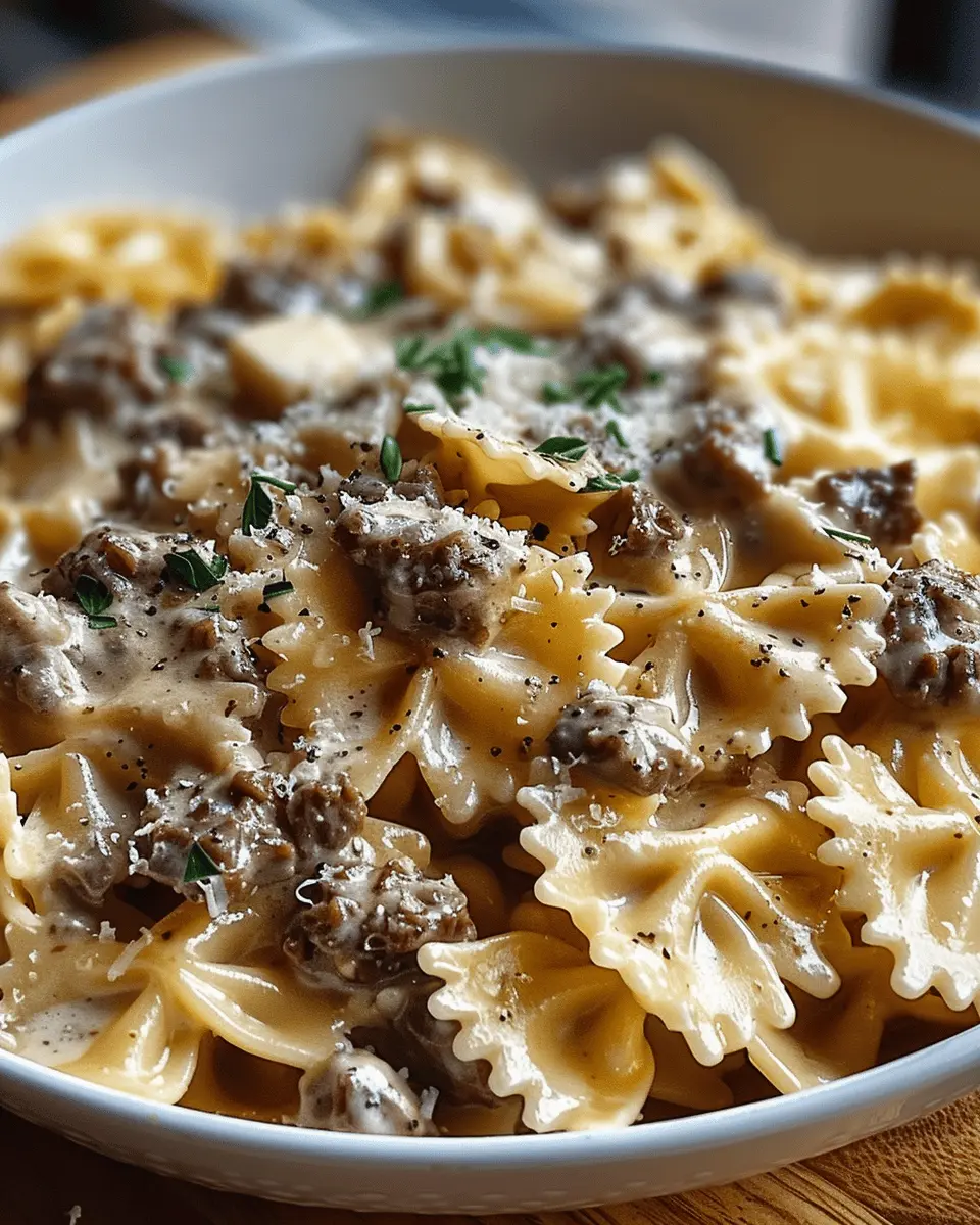 Creamy Parmesan Garlic Beef Bowtie Pasta: A Delightful Dinner Option