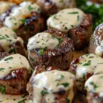 Garlic Butter Steak Bites with a Rich Parmesan Cream Sauce