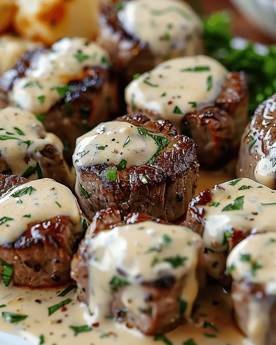 Garlic Butter Steak Bites: Indulgent Treat with Parmesan Sauce