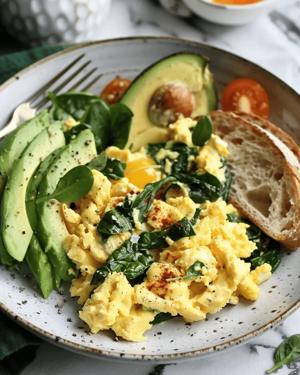 Scrambled Eggs with Spinach and Avocado: The Easy Breakfast Delight
