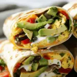 Low Carb Breakfast Burrito with Eggs, Avocado, and Sautéed Vegetables
