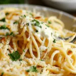 Cheesy garlic parmesan spaghetti and cream cheese
