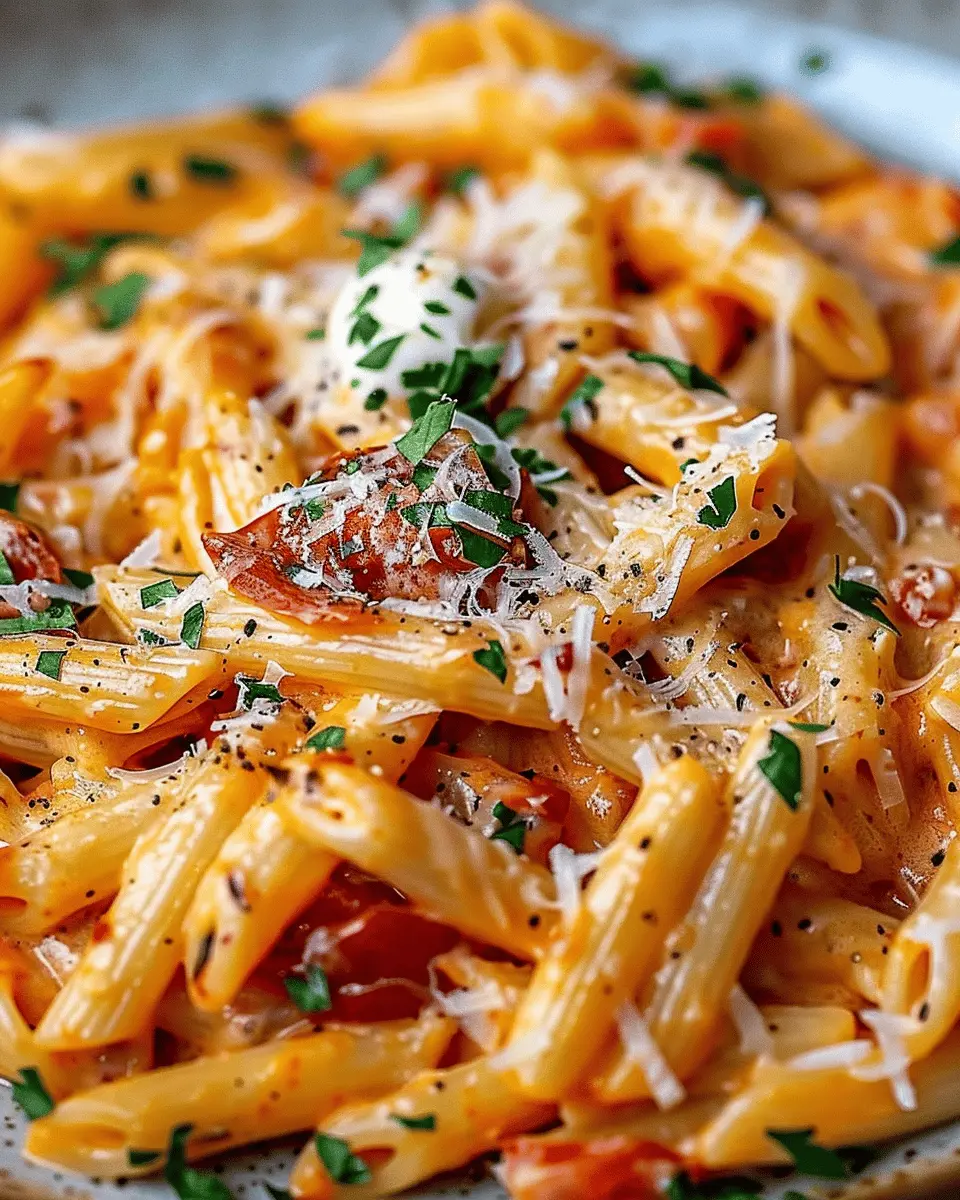 Creamy Tomato Garlic Pasta with Turkey Bacon: A Cozy Delight