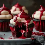 Halloween Vampire Bite Cupcakes