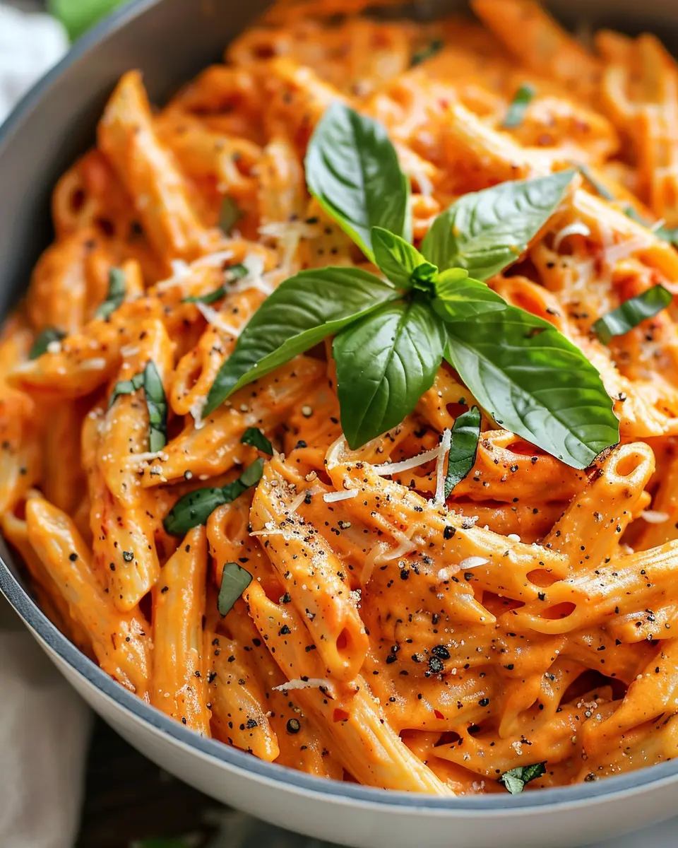 One Pot Creamy Tomato Pasta with Turkey Bacon and Chicken Ham