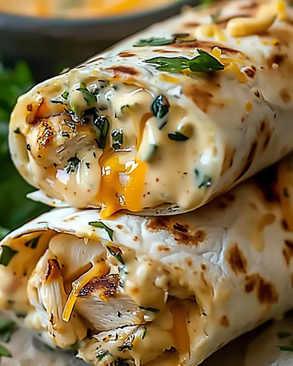 Cheesy Garlic Chicken Wraps