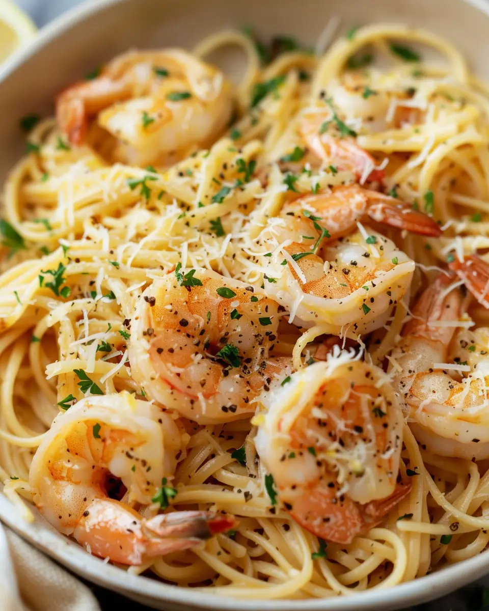 Lemon Garlic Parmesan Shrimp Pasta