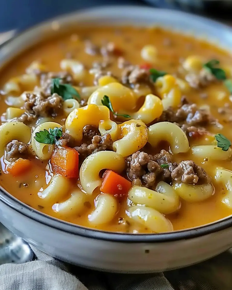One-Pot Macaroni Cheeseburger Soup Recipe: A Cozy Family Favorite