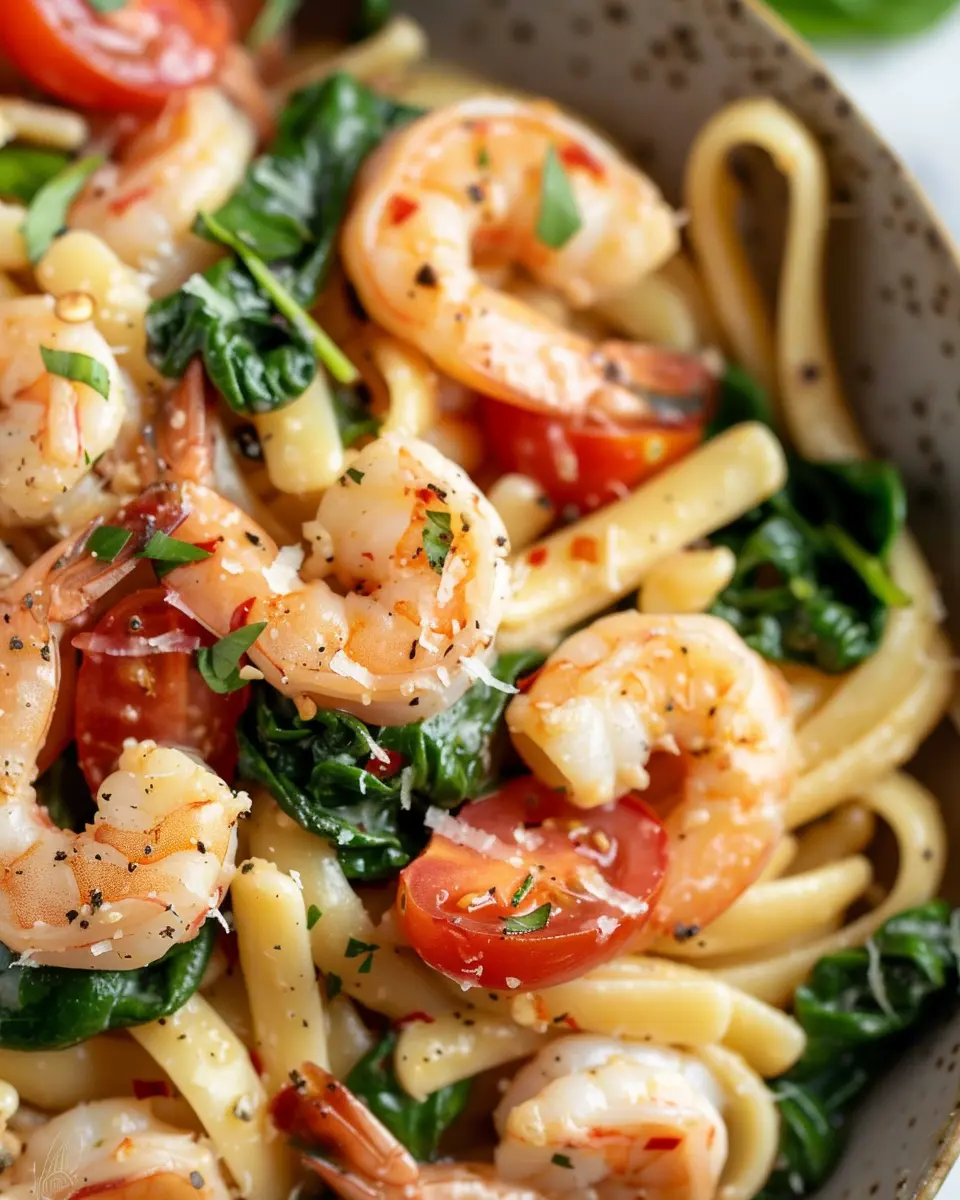 Tomato and Spinach Shrimp Pasta