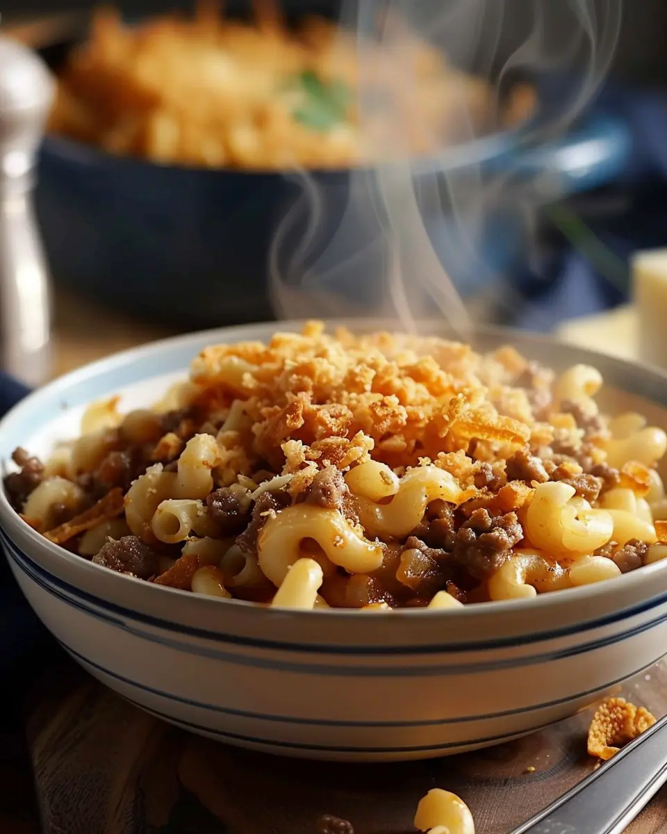 Instant Pot Hamburger Helper with Fried Onion Topping