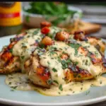 Grilled Stuffed Chicken with Cream Sauce