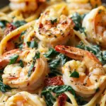 Creamy Sun-Dried Tomato Shrimp with Spinach Pasta