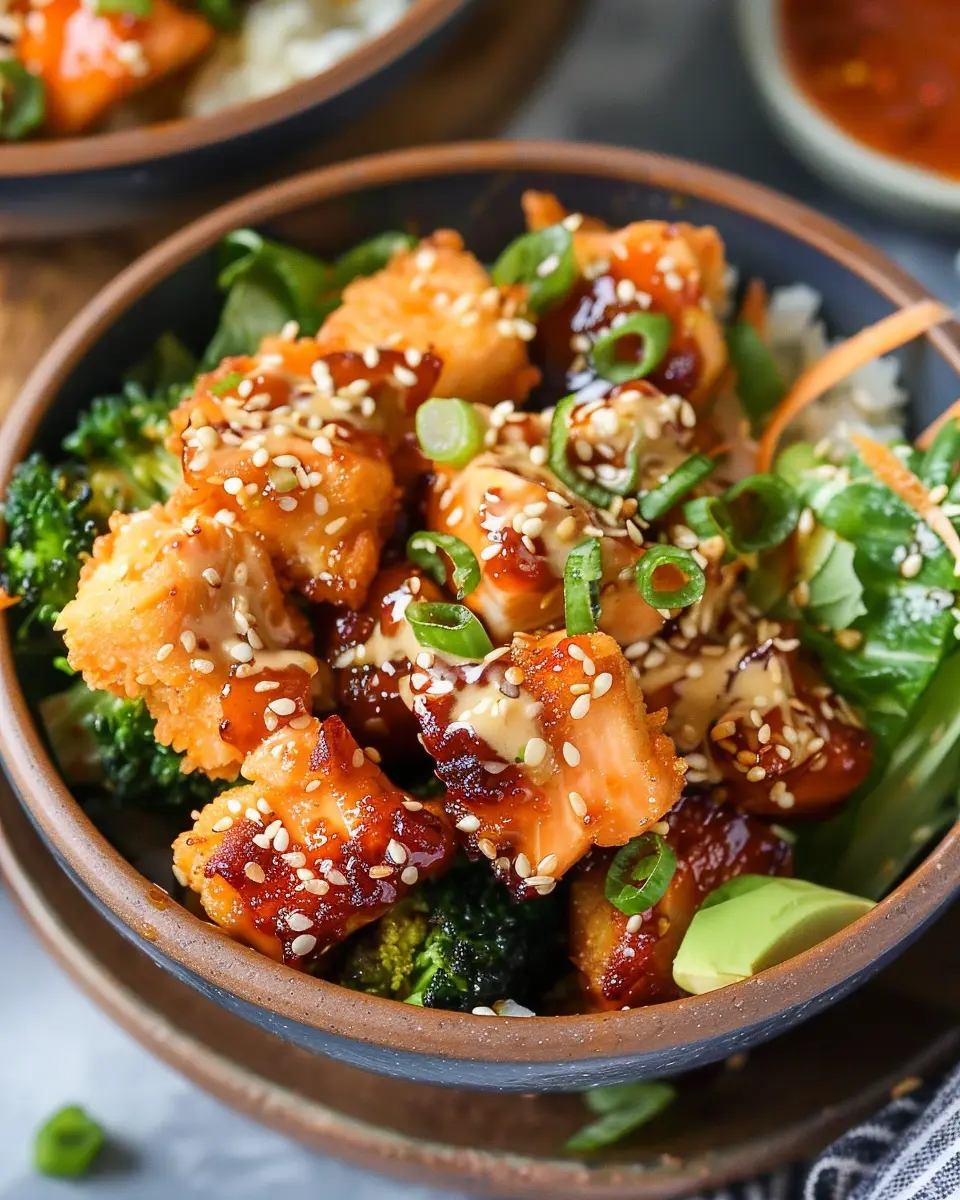Crispy Bang Bang Salmon Bites Bowls: Easy, Flavorful Delight