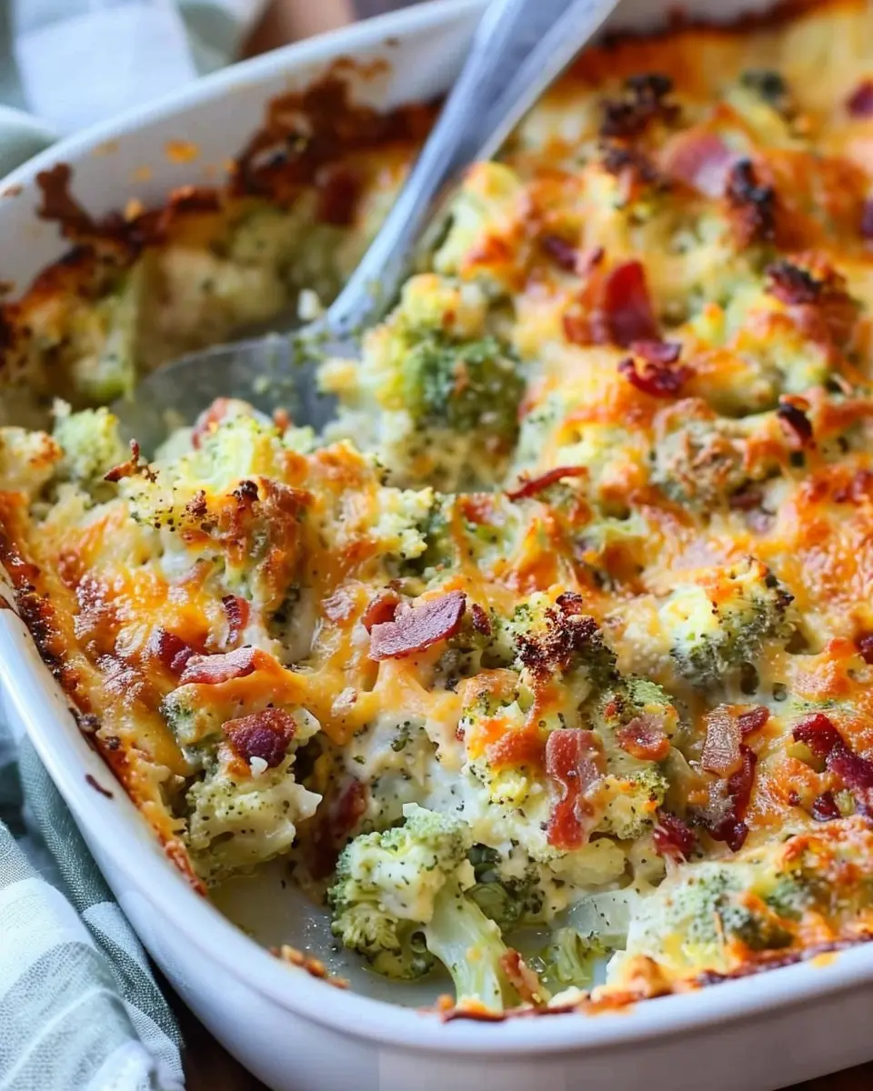 Cauliflower Broccoli Casserole with Bacon