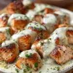 Air Fryer Salmon Bites with Garlic Cream Sauce