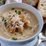 roasted Garlic Soup with Parmesan Cheese