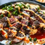 Korean BBQ Steak Rice Bowls with Spicy Cream Sauce