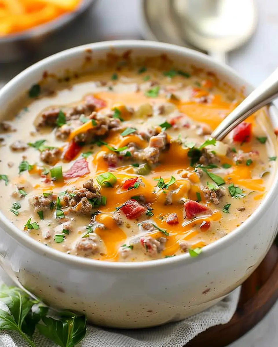 Cheeseburger Soup: Easy Comfort Food with Turkey Bacon Twist