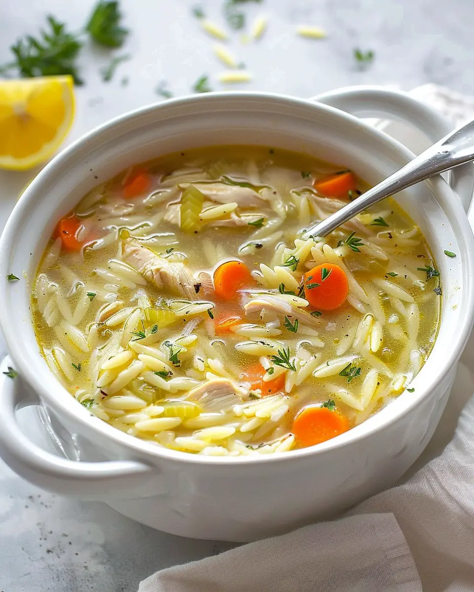 Lemon Chicken Orzo Soup
