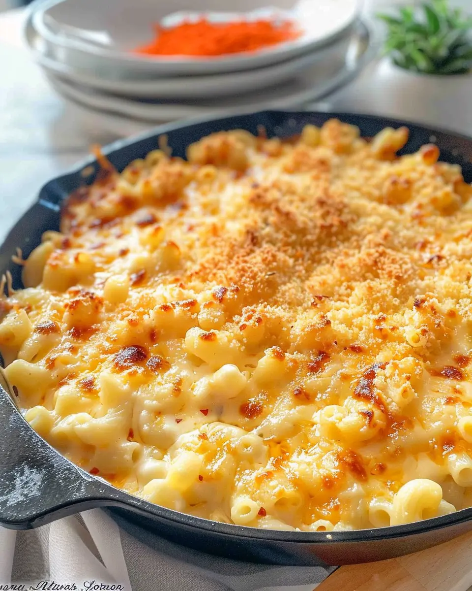 Southern Baked Mac and Cheese with Turkey Bacon and Chicken Ham