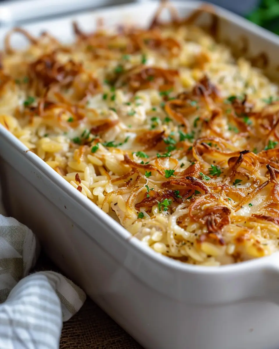 French Onion Chicken Orzo Casserole: A Cozy Family Delight