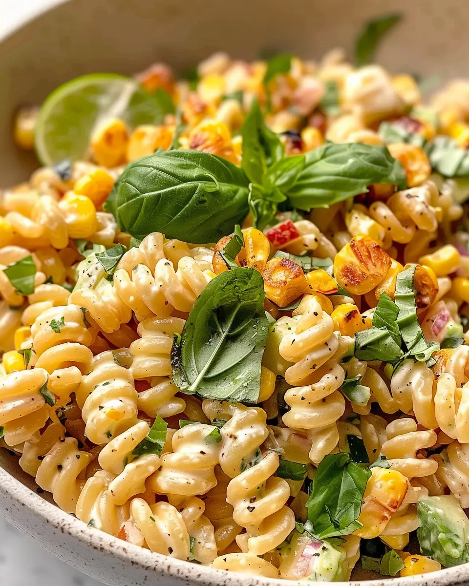 Creamy Street Corn Pasta Salad: Easy Recipe with Turkey Bacon