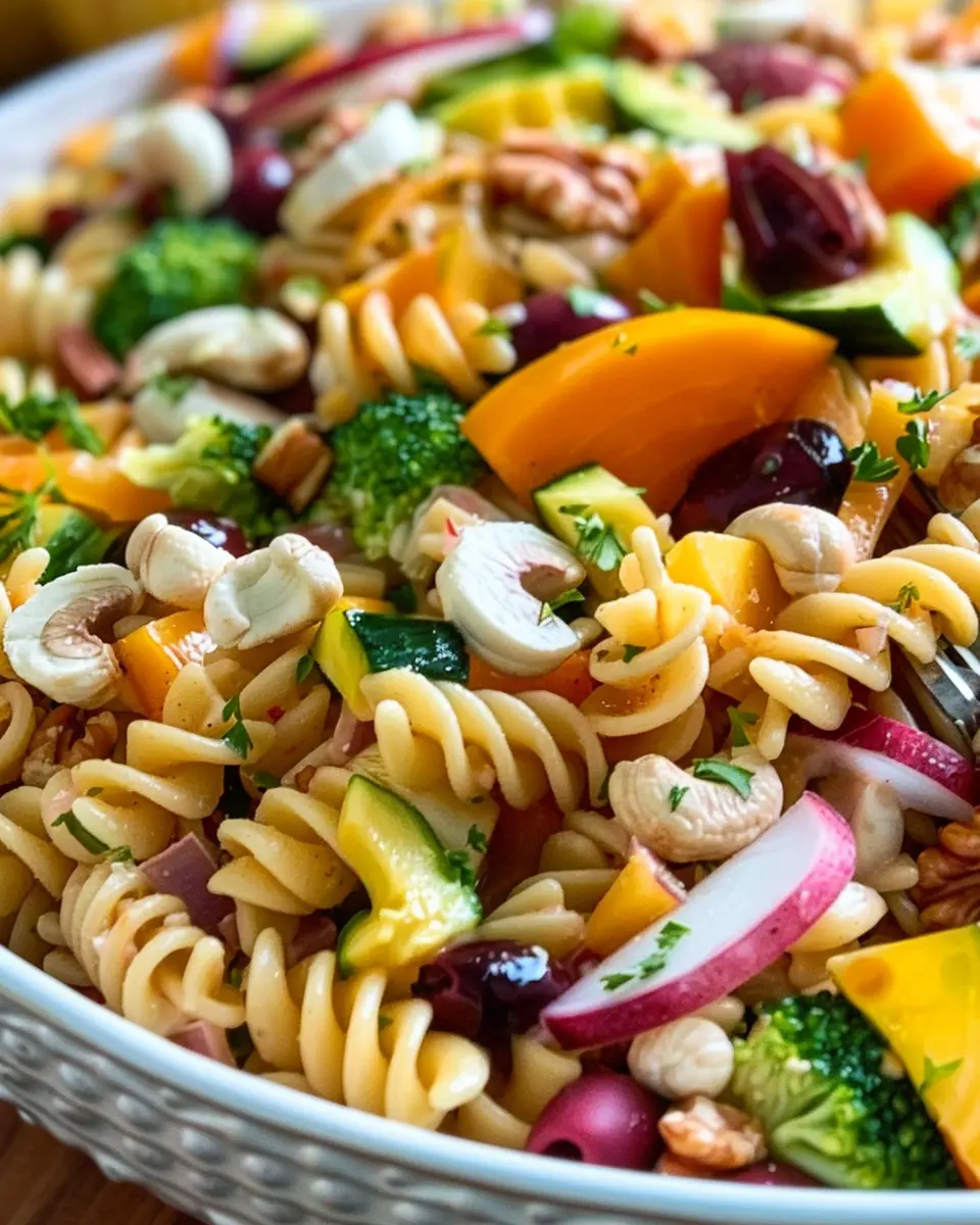 Fall Harvest Pasta Salad: Easy Recipe with Turkey Bacon and Chicken Ham