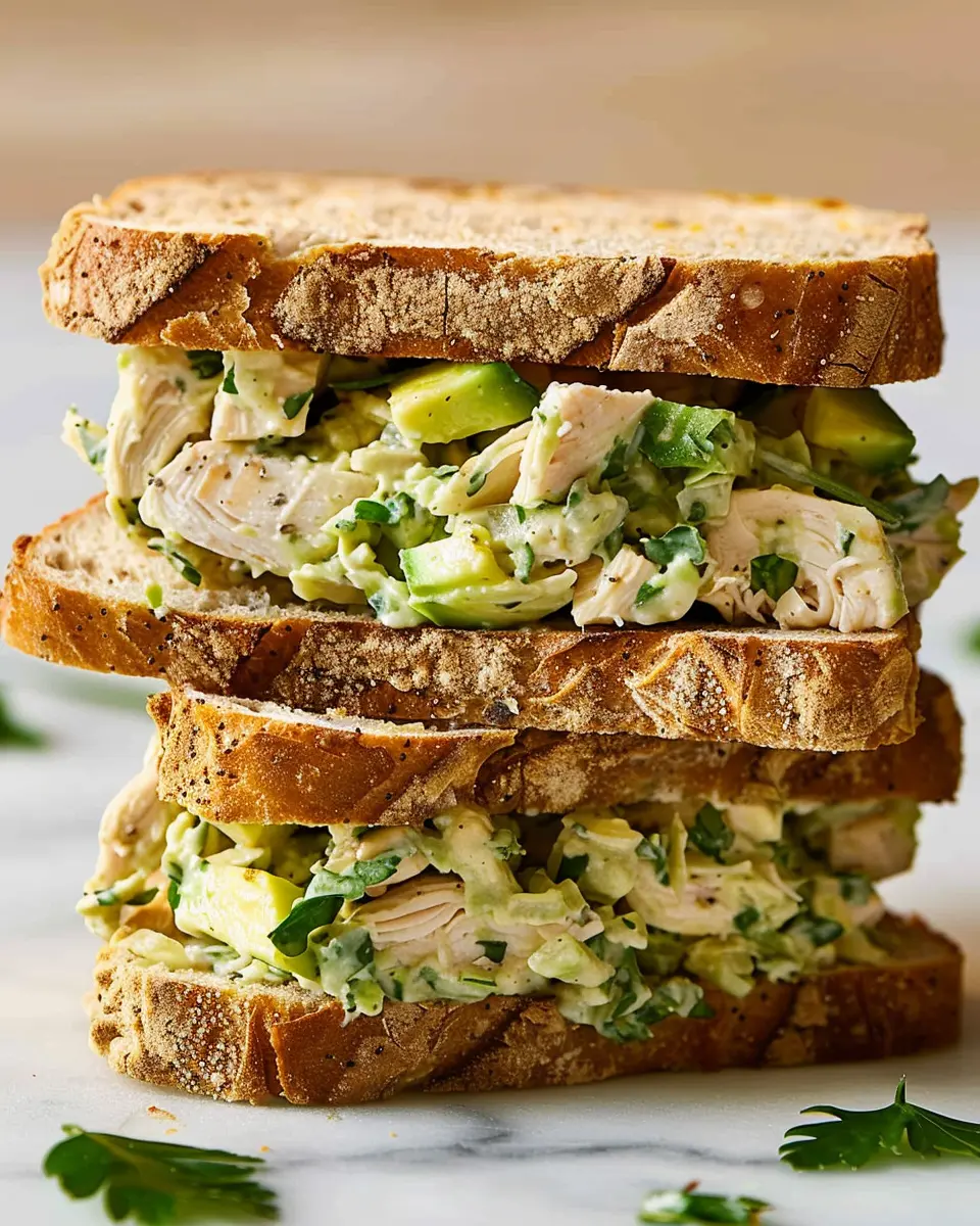 Green Goddess Chicken Salad Sandwiches with Turkey Bacon Twist