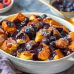 Overnight Blueberry French Toast Casserole With Blueberry-Maple Syrup