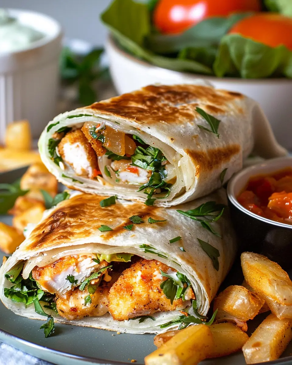 Easy Crispy Chicken Wrap Recipe with Turkey Bacon and Fresh Veggies