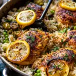 One Skillet Greek Lemon Chicken and Rice