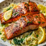 30-Minute Seared Salmon with Lemon Orzo