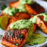 Baked Cajun Salmon with Creamy Avocado Lime Sauce