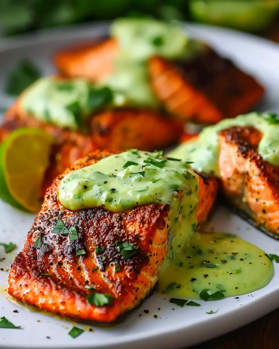 Baked Cajun Salmon: Easy and Delicious with Creamy Avocado Lime Sauce