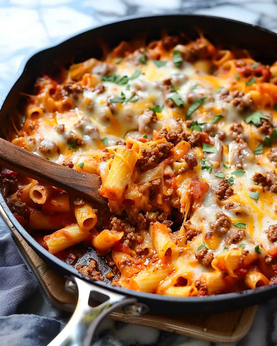 Cheesy Ground Beef Skillet Pasta Recipe: Easy &amp; Comforting Meal