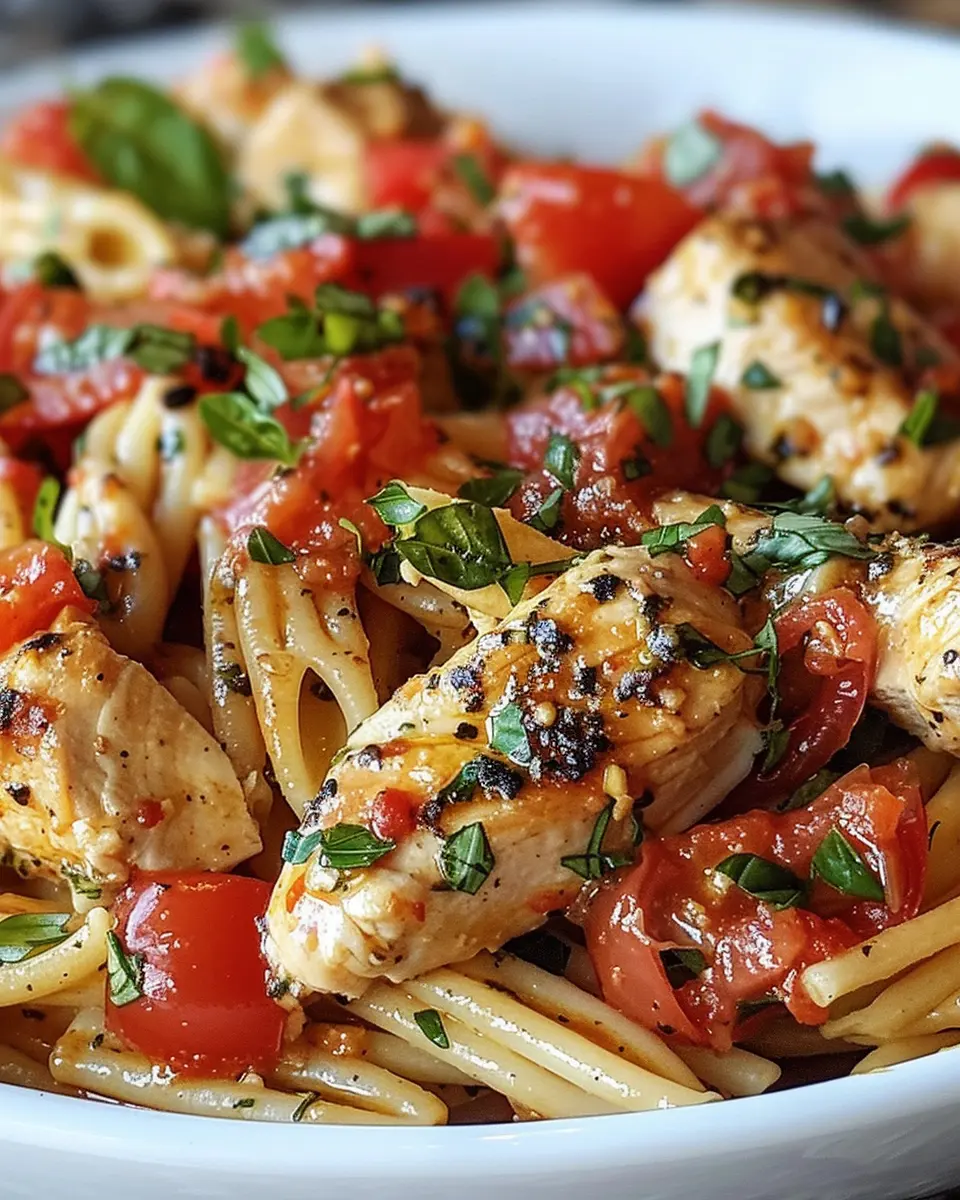 Bruschetta Chicken Pasta: Easy Recipe with Turkey Bacon Delight