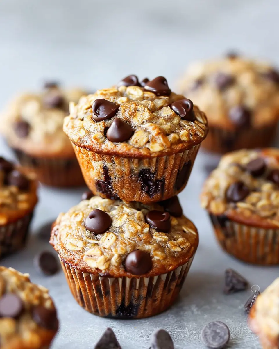 one bowl chocolate chip banana oat muffins