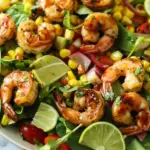 Roasted Corn and Honey Lime Shrimp Salad