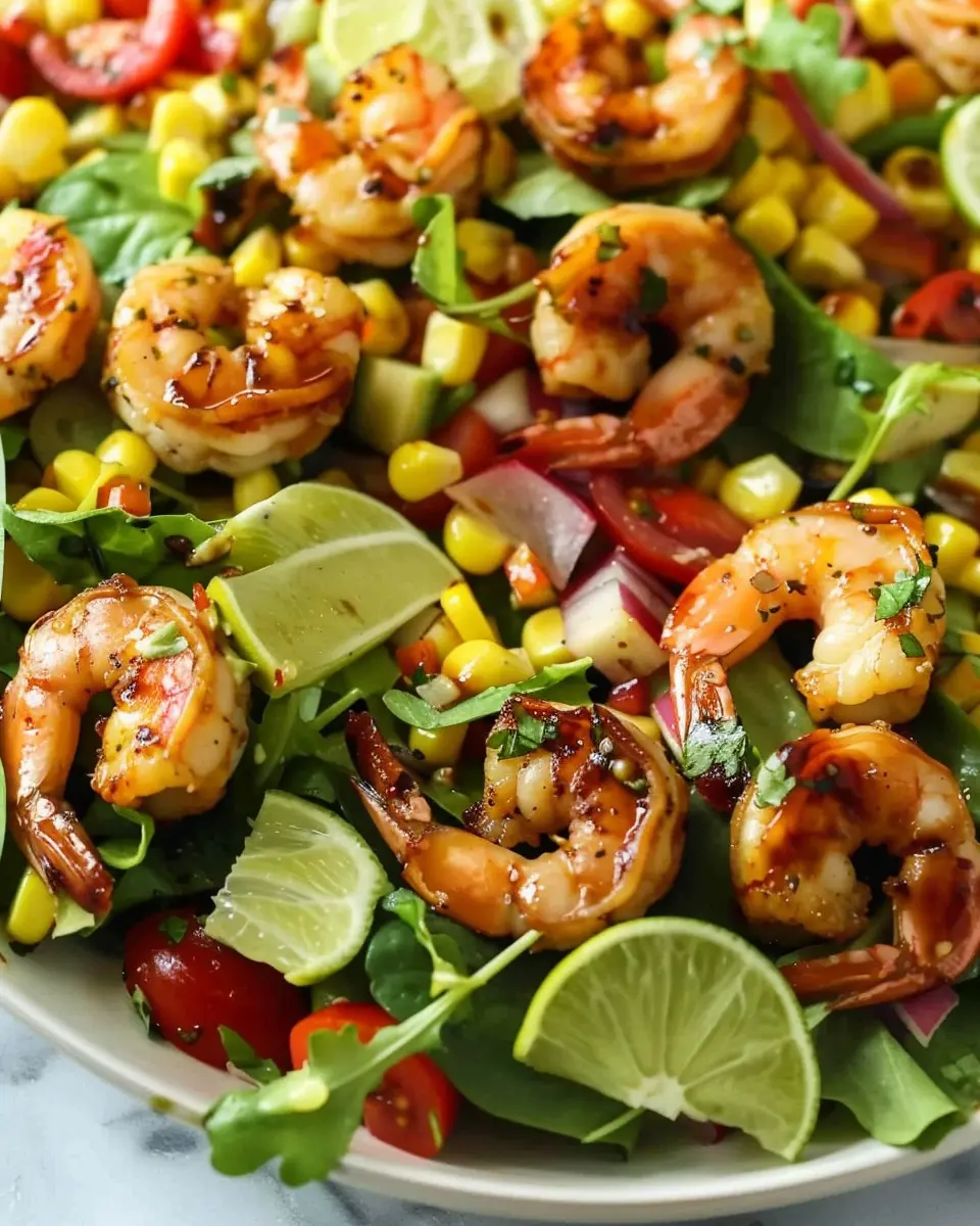 Roasted Corn and Honey Lime Shrimp Salad