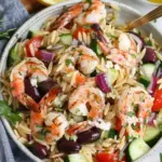 Greek Orzo Pasta Salad with Grilled Shrimp